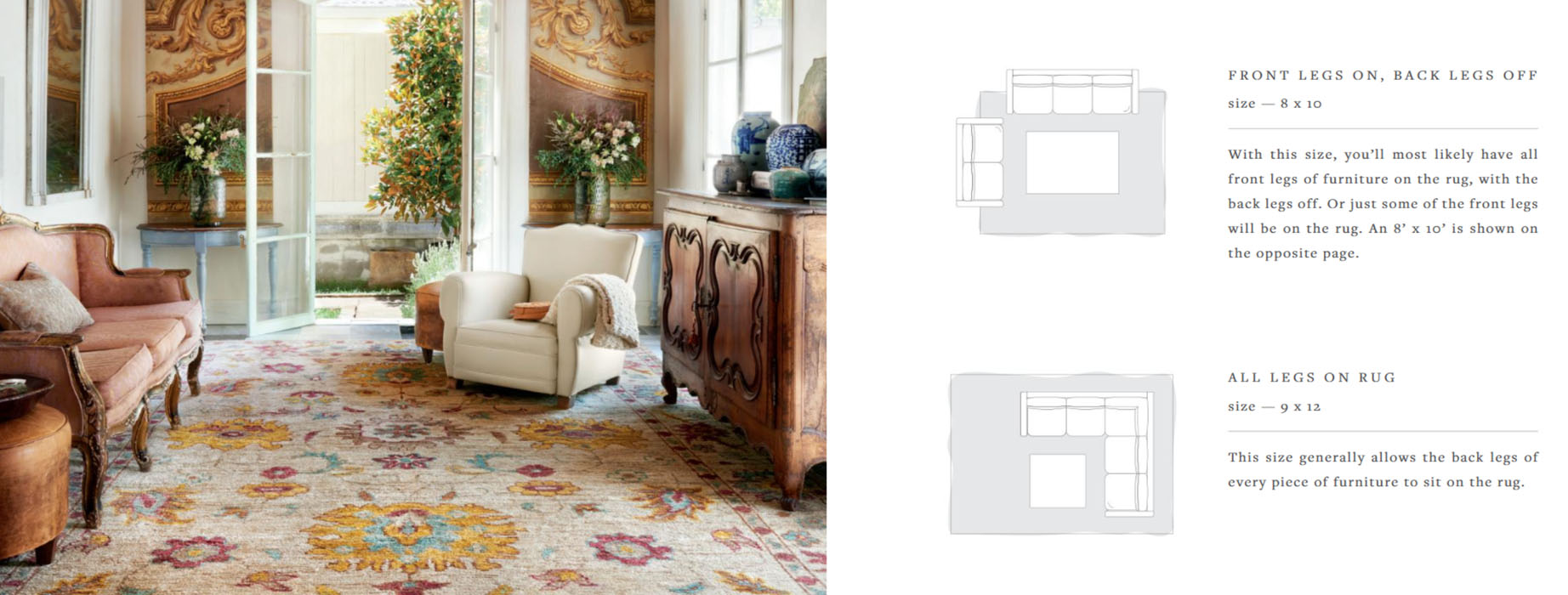 Choose the right sized rug for your space with our handy Rugs-101 guide.