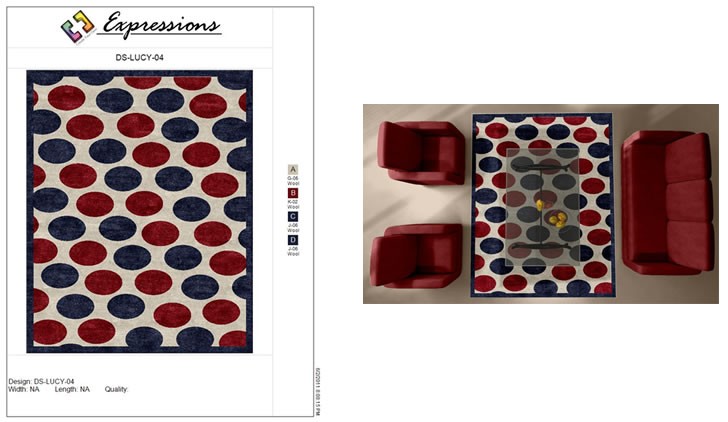 Samples of polka dots used in custom rugs with Mafi International