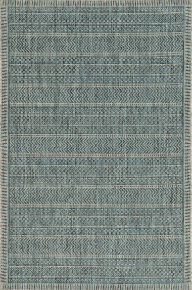 Modern/Bohemian/Indoor-Outdoor Blue/Navy Area Rug: Madison Providence 13165575: Teal (Power-Loomed Area Rug)
