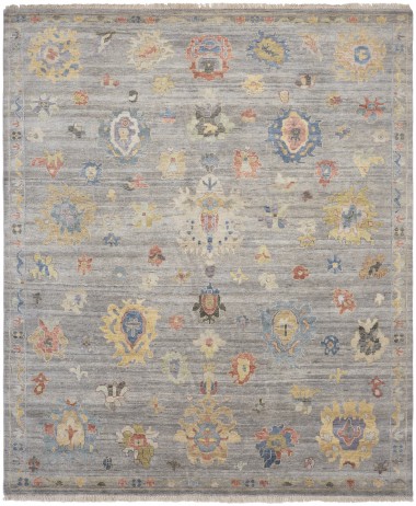 Traditional Grey/Silver Wool Area Rug: Regal Aaron 181398: Pearl Grey/Multi (Hand-Knotted Area Rug)
