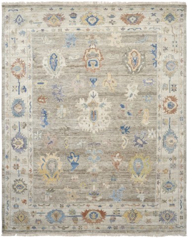 Traditional Beige/Tan Wool Area Rug: Regal Aaron 181698: Oatmeal/Ivory (Hand-Knotted Area Rug)
