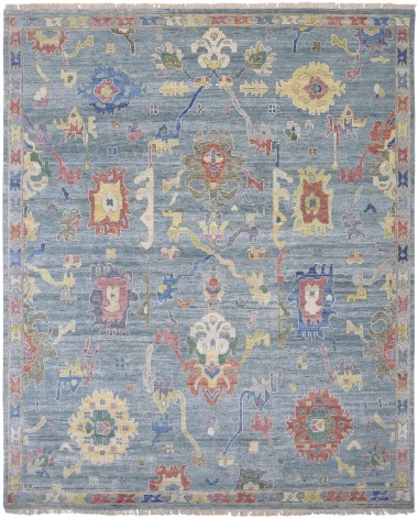 Traditional Blue/Navy Wool Area Rug: Regal Aaron 181798: Chambray/Multi (Hand-Knotted Area Rug)