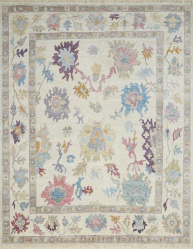 Traditional Ivory/White Wool Area Rug: Regal Aaron 181998: Ivory/Multi (Hand-Knotted Area Rug)
