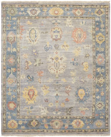 Traditional Grey/Silver Wool Area Rug: Regal Aaron 181009: Soft Grey/Blue (Hand-Knotted Area Rug)