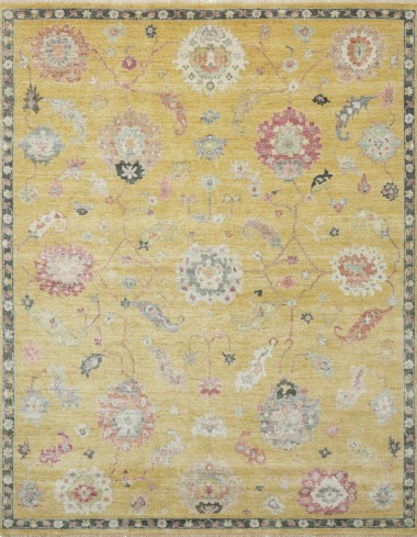 Traditional Yellow/Gold Wool Area Rug: Regal Aaron 181309: Gold (Hand-Knotted Area Rug)