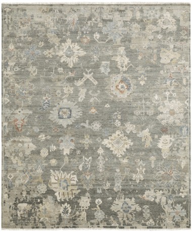 Traditional Grey/Silver Wool Area Rug: Mafi Signature Alaska AK-108 (Hand-Knotted Area Rug)