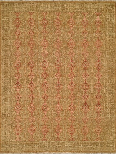 Traditional Beige/Tan Wool Area Rug: Regal Alexandra 181346: Tan/Red (Hand-Knotted Area Rug)