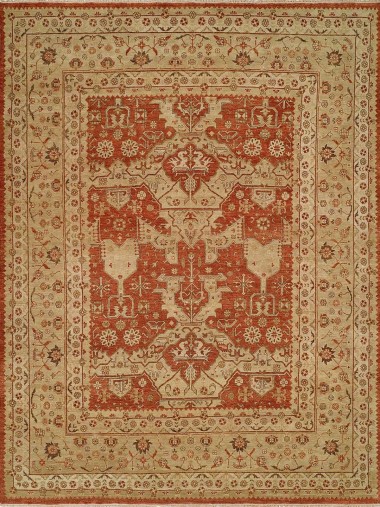 Traditional Orange/Rust Wool Area Rug: Regal Alexandra 181746: Rust (Hand-Knotted Area Rug)
