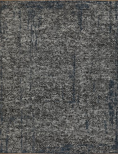 Mafi Signature | Amazon | AMZ-511: Silver/Blue area rug Bohemian/Transitional Grey/Silver Wool Area Rug: Mafi Signature Amazon AMZ-511 (Hand-Knotted Area Rug)