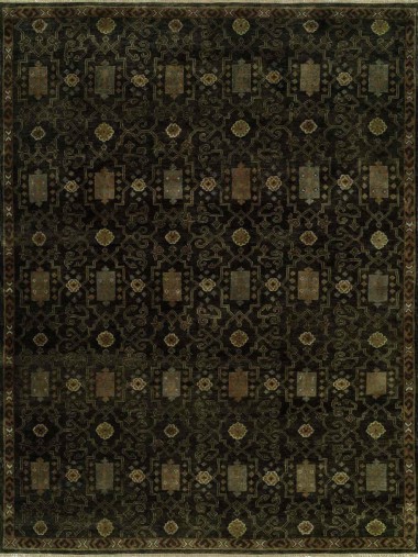 Transitional Charcoal/Black Wool Area Rug: Regal Andromeda 181040: Black (Hand-Knotted Area Rug)