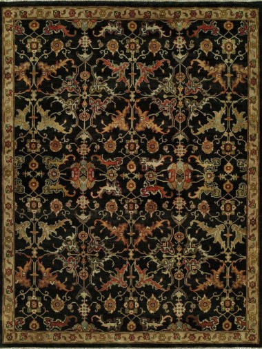 Transitional Charcoal/Black Wool Area Rug: Regal Andromeda 181440: Black (Hand-Knotted Area Rug)
