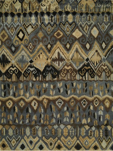 Transitional Grey/Silver Wool Area Rug: Regal Andromeda 181250: Grey/Tan (Hand-Knotted Area Rug)