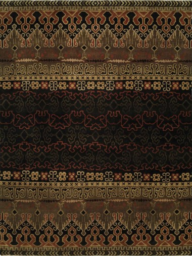 Transitional Charcoal/Black Wool Area Rug: Regal Andromeda 181650: Black/Rust (Hand-Knotted Area Rug)