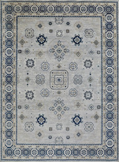 Traditional Grey/Silver Wool Area Rug: Mafi Signature Anatolian AN-109 (Hand-Knotted Area Rug)