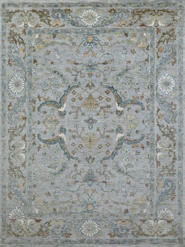 Traditional Grey/Silver Wool Area Rug: Mafi Signature Verdant AN-240 (Hand-Crafted Area Rug)