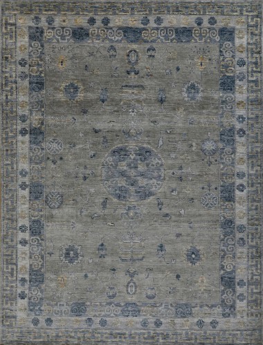Traditional Grey/Silver Wool Area Rug: Mafi Signature Anatolian AN-244 (Hand-Knotted Area Rug)