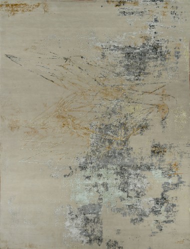 Modern/Transitional Beige/Tan Wool Area Rug: Mafi Signature Aroma AO-115 (Hand-Knotted Area Rug)