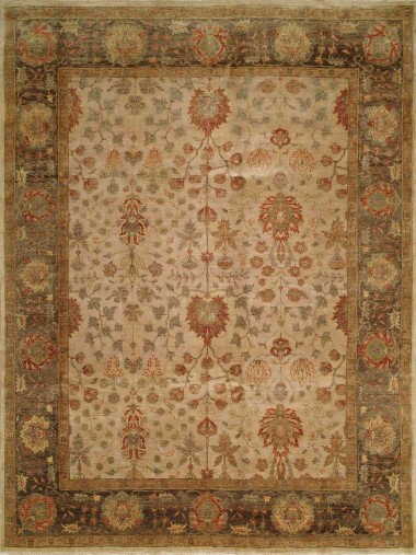 Traditional Ivory/White Wool Area Rug: Regal Archimedes 181759: Ivory/Black (Hand-Knotted Area Rug)