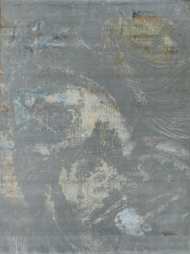 Modern/Transitional Grey/Silver Wool Area Rug: Mafi Signature Artist AT-308 (Hand-Knotted Area Rug)