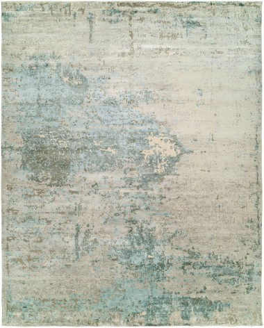 Modern/Transitional Light Blue Wool Area Rug: Silk Road Avia 191987 (Hand-Knotted Area Rug)