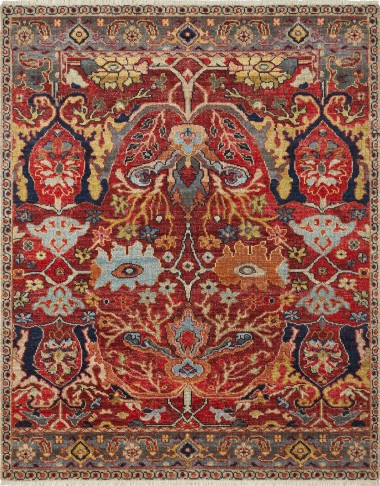 Traditional Red/Burgundy Wool Area Rug: Regal Amarillo 181010: Merlot/Multi (Hand-Knotted Area Rug)