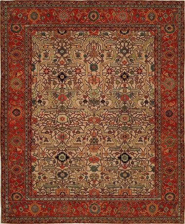 Traditional Ivory Wool Area Rug: Silk Road Anhelina 191901 (Hand-Knotted Area Rug)