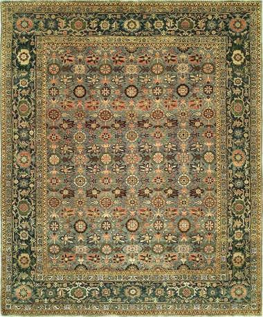 Traditional Light Blue Wool Area Rug: Silk Road Anhelina 191221 (Hand-Knotted Area Rug)