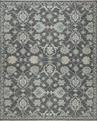 Traditional Charcoal Wool Area Rug: Silk Road Arwen 19101 (Hand-Knotted Area Rug)