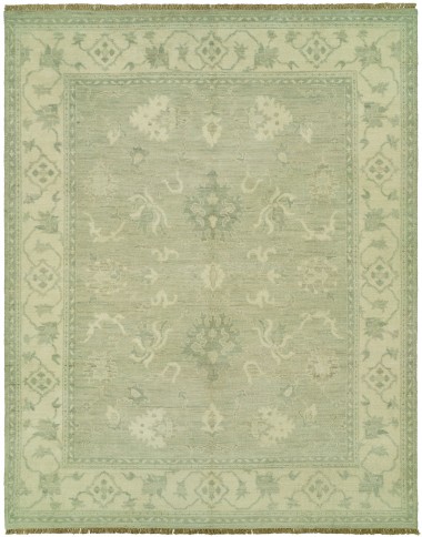 Traditional Green Wool Area Rug: Silk Road Arwen 19140 (Hand-Knotted Area Rug)