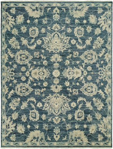 Traditional Dark Blue Wool Area Rug: Silk Road Arwen 19190 (Hand-Knotted Area Rug)