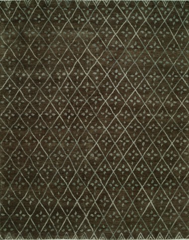 Transitional/Modern Brown Wool Area Rug: Regal Brazilian 182197: Brown/Light Blue (Hand-Knotted Area Rug)
