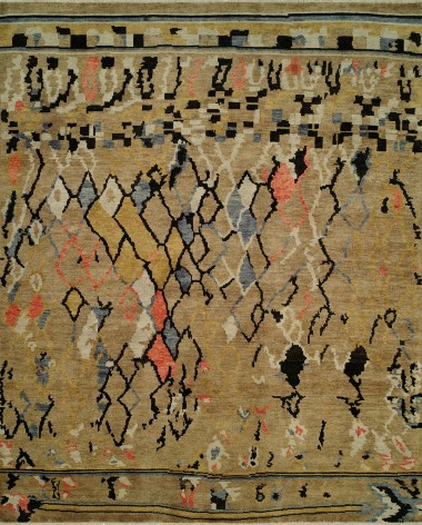 Transitional/Modern Beige/Tan Wool Area Rug: Regal Brazilian 182697: Beige/Multi (Hand-Knotted Area Rug)