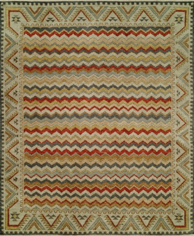 Transitional/Modern Multi Wool Area Rug: Regal Brazilian 182897: Multi/Multi (Hand-Knotted Area Rug)