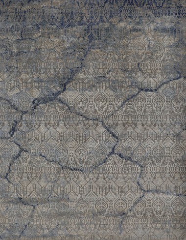 Transitional/Modern Grey/Silver Wool Area Rug: Mafi Signature Cosmos COM-1192 (Hand-Knotted Area Rug)
