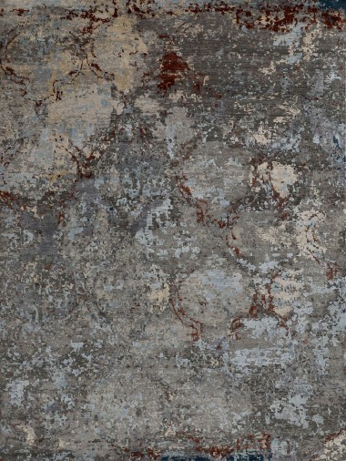 Transitional/Modern Charcoal/Black Wool Area Rug: Mafi Signature Cosmos COM-1195 (Hand-Knotted Area Rug)