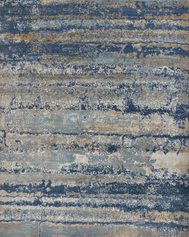 Transitional/Modern Blue/Navy Wool Area Rug: Mafi Signature Cosmos COM-755 (Hand-Knotted Area Rug)