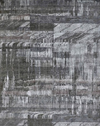 Transitional/Modern Grey/Silver Wool Area Rug: Mafi Signature Cosmos COM-891 (Hand-Knotted Area Rug)