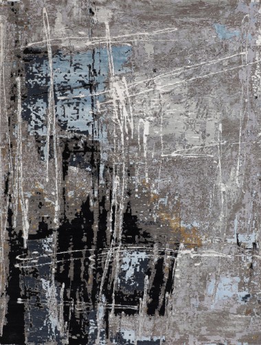Transitional/Modern Grey/Silver Wool Area Rug: Mafi Signature Cosmos COM-211 (Hand-Knotted Area Rug)