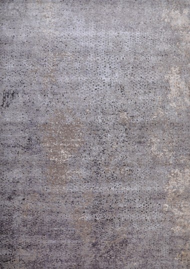 Transitional/Modern Grey/Silver Wool Area Rug: Mafi Signature Cosmos COM-8446 (Hand-Knotted Area Rug)