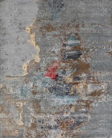 Transitional/Modern Grey/Silver Wool Area Rug: Mafi Signature Cosmos COM-308 (Hand-Knotted Area Rug)