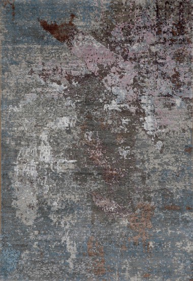 Transitional/Modern Grey/Silver Wool Area Rug: Mafi Signature Cosmos COM-651 (Hand-Knotted Area Rug)