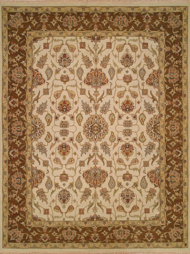 Traditional Ivory/White Wool Area Rug: Regal Cyprus Point 183218: Ivory/Brown (Handmade Area Rug)