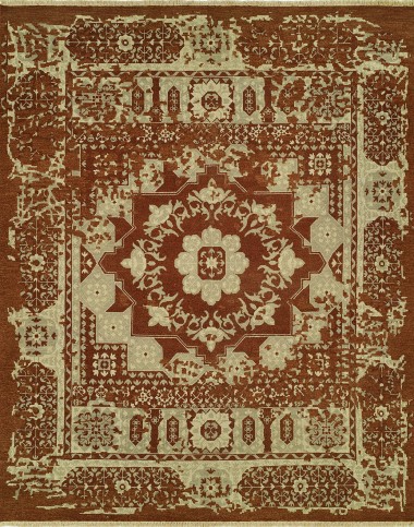 Transitional Orange/Rust Wool Area Rug: Regal Cyprus Point 183138: Rust/Beige (Handmade Area Rug)