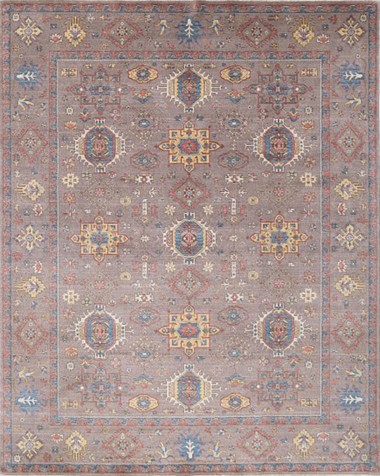 Traditional Light Brown Wool Area Rug: Silk Road Carmel 19301 (Power-Loomed Area Rug)