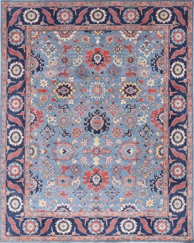 Traditional Blue Wool Area Rug: Silk Road Carmel 19350 (Power-Loomed Area Rug)