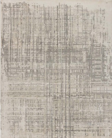 Modern/Transitional Slate Wool Area Rug: Silk Road Cashmere 19302 (Hand-Knotted Area Rug)