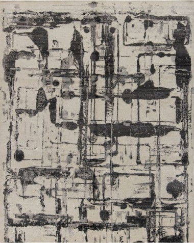 Modern/Transitional Charcoal Wool Area Rug: Silk Road Cashmere 19376 (Hand-Knotted Area Rug)