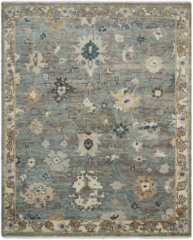 Traditional Grey/Silver Wool Area Rug: Regal Cavallo 183466: Vintage Grey/Blue (Hand-Knotted Area Rug)