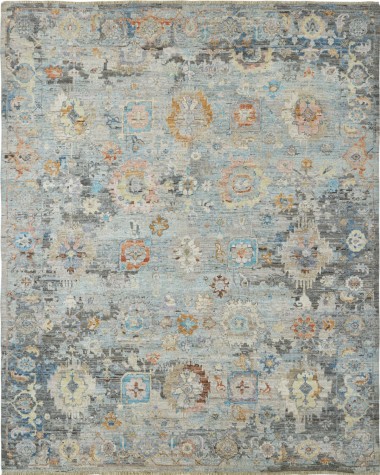 Traditional/Transitional Grey/Silver Wool Area Rug: Regal Celestial 183223: Greys/Blues (Hand-Knotted Area Rug)
