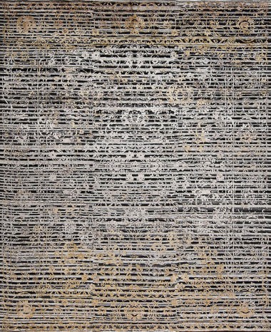 Silk Road | Clarity | 19341: Black/Silver area rug Transitional Black Wool Area Rug: Silk Road Clarity 19341 (Hand-Knotted Area Rug)